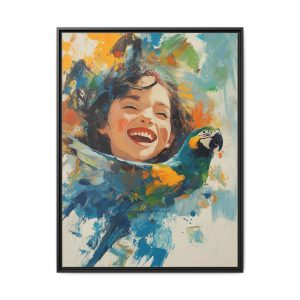 Girl and Parrot in Blue
