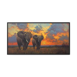 Elephant Couple in Savannah at Sunset