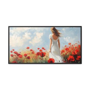 White Dress Against Red Poppies