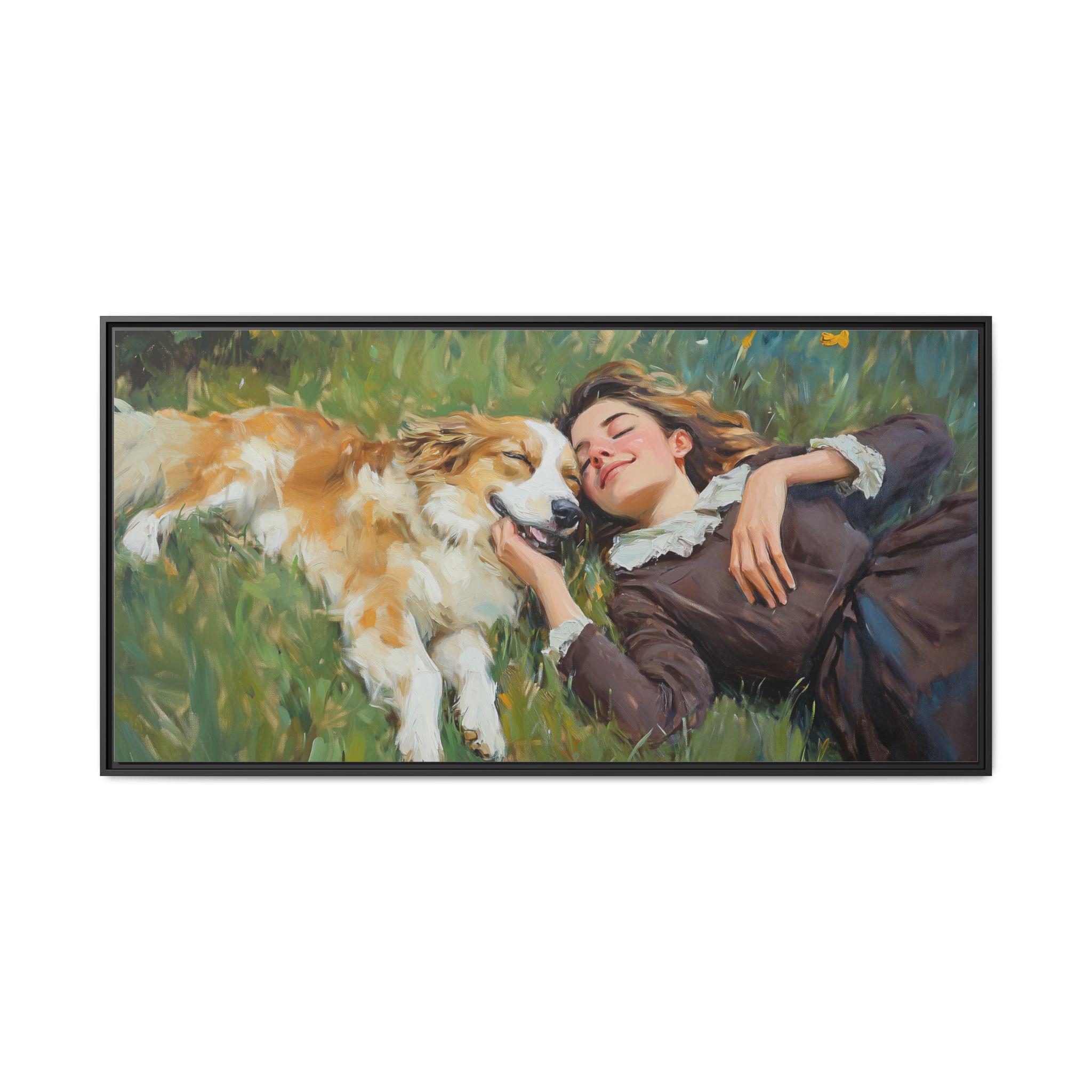 Girl and Dog Happy in the Grass