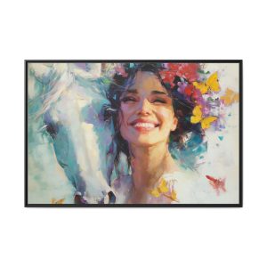 Girl And White Horse