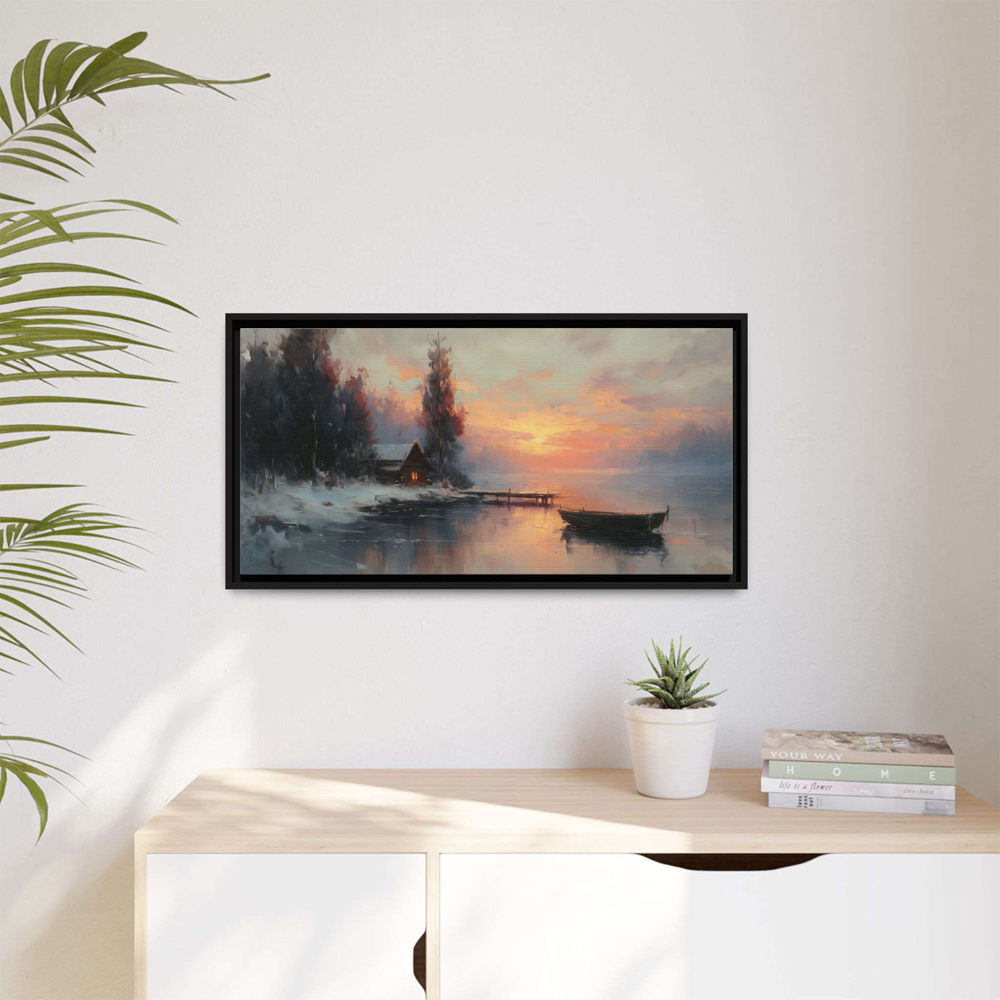 Cabin at Lake in Blue and Pink - Image 6