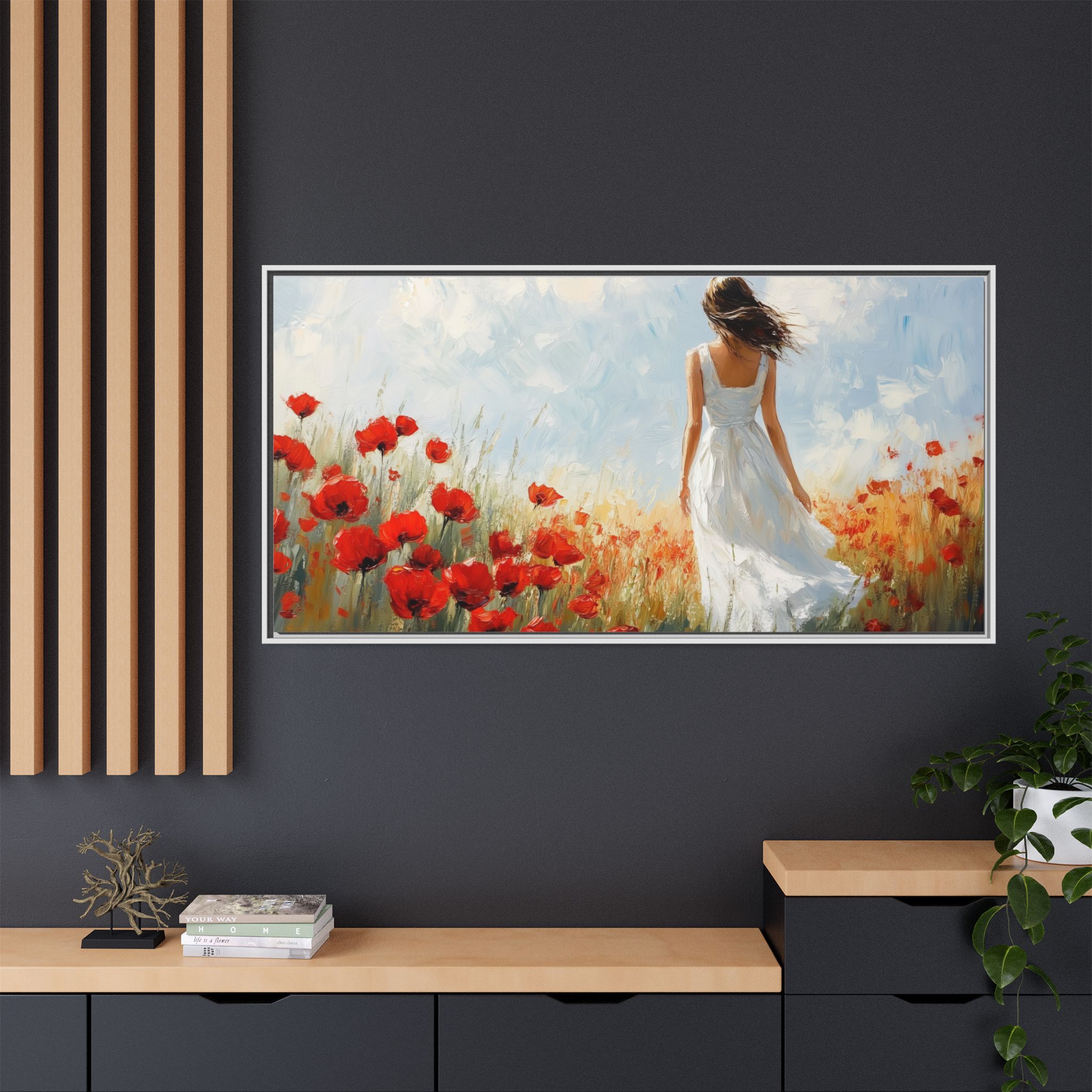 Girl in White Dress with Red Poppies - Image 5