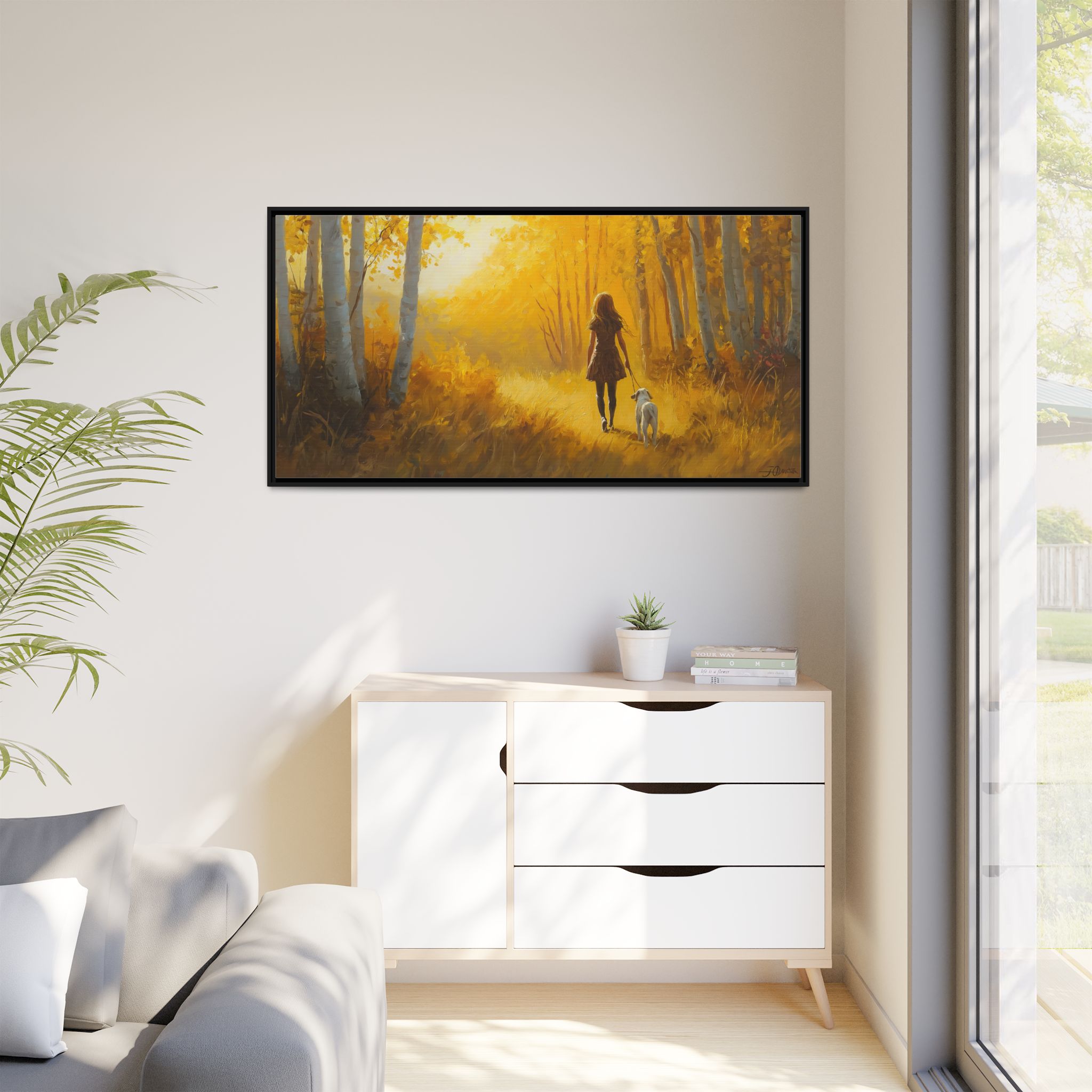 Walking a Dog in Birch Forest - Image 2