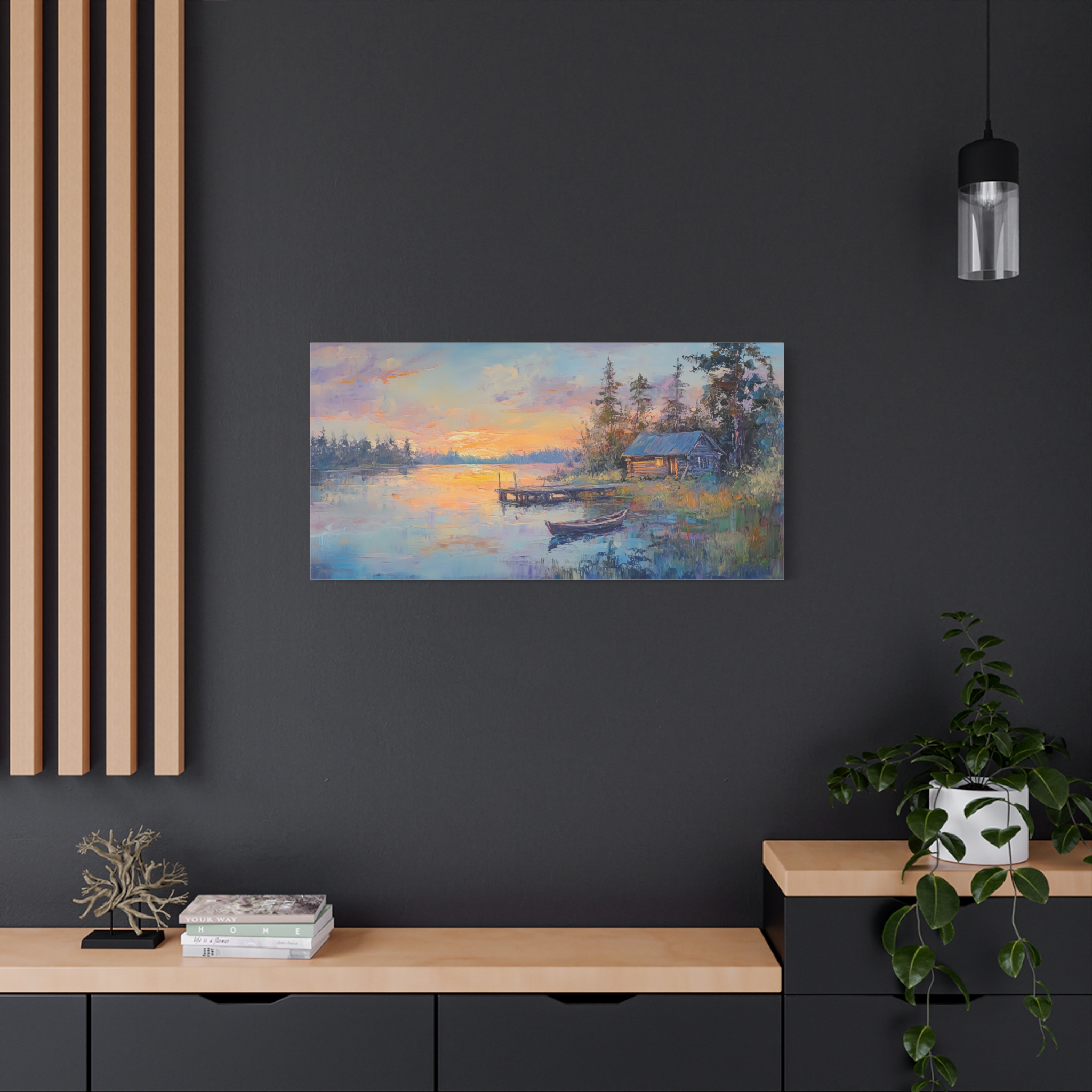 Cabin at Lake in Blue Morning - Image 4