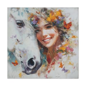 Happy Girl with White Horse