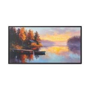 Cabin at Lake in Violet and Orange