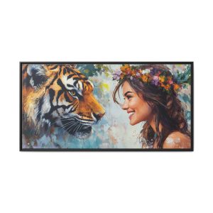 Happy Girl with Pet Tiger