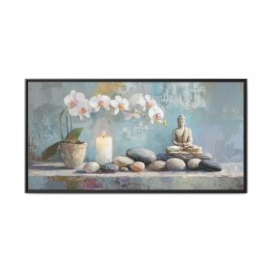 Medidating Buddha and White Orchids