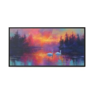 Swans on Violet Sunset