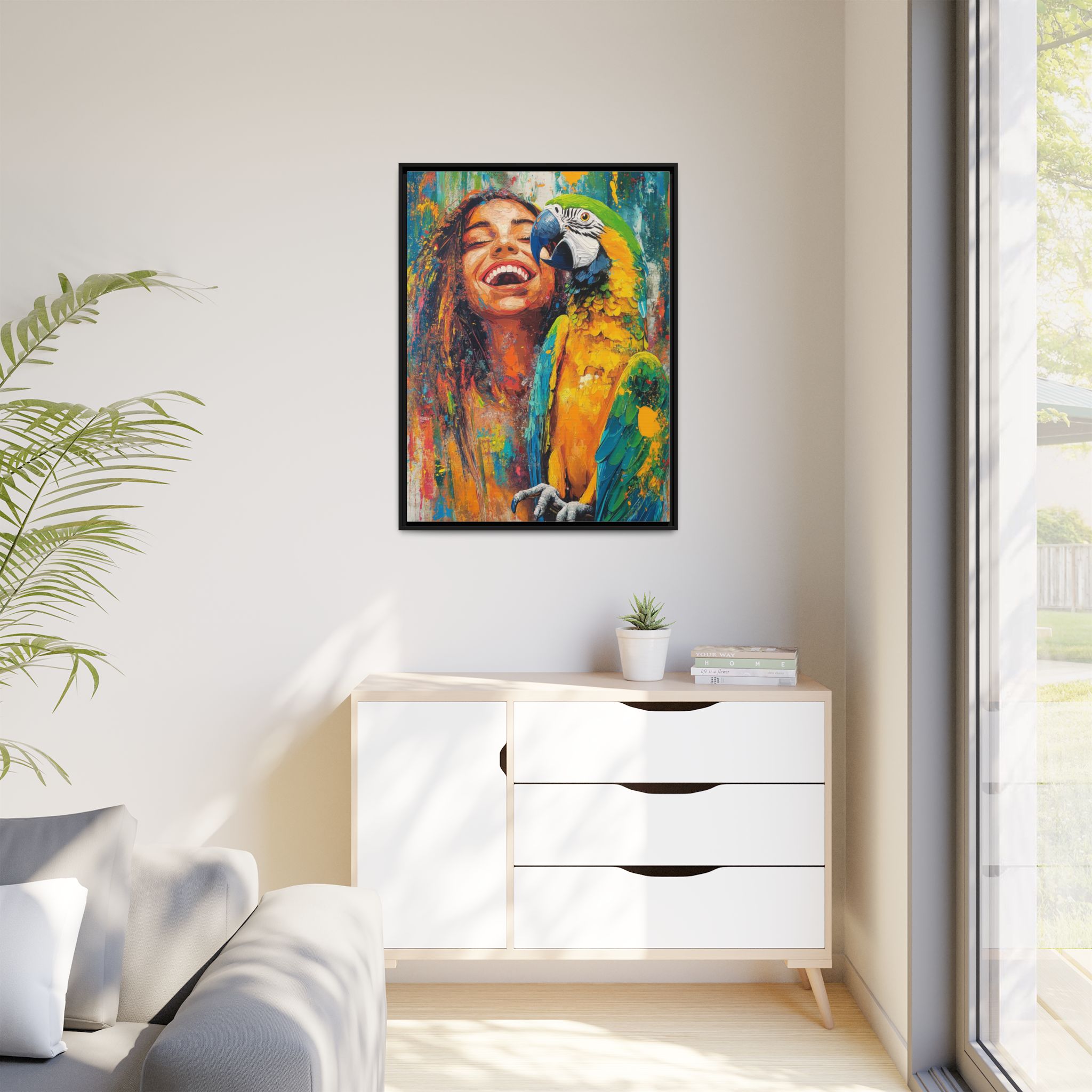 Girl and Parrot In Orange - Image 2