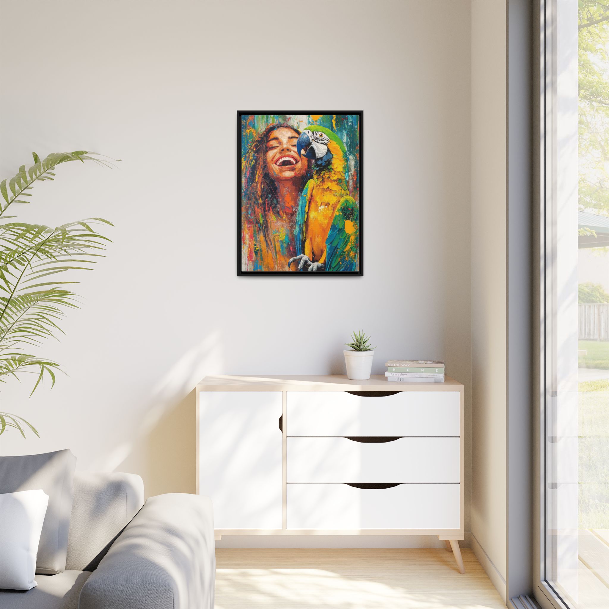 Girl and Parrot In Orange - Image 4