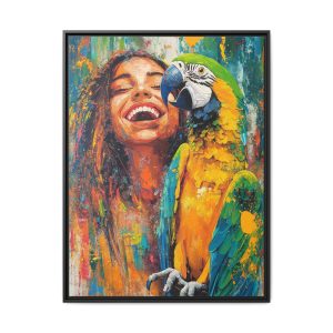 Girl and Parrot In Orange