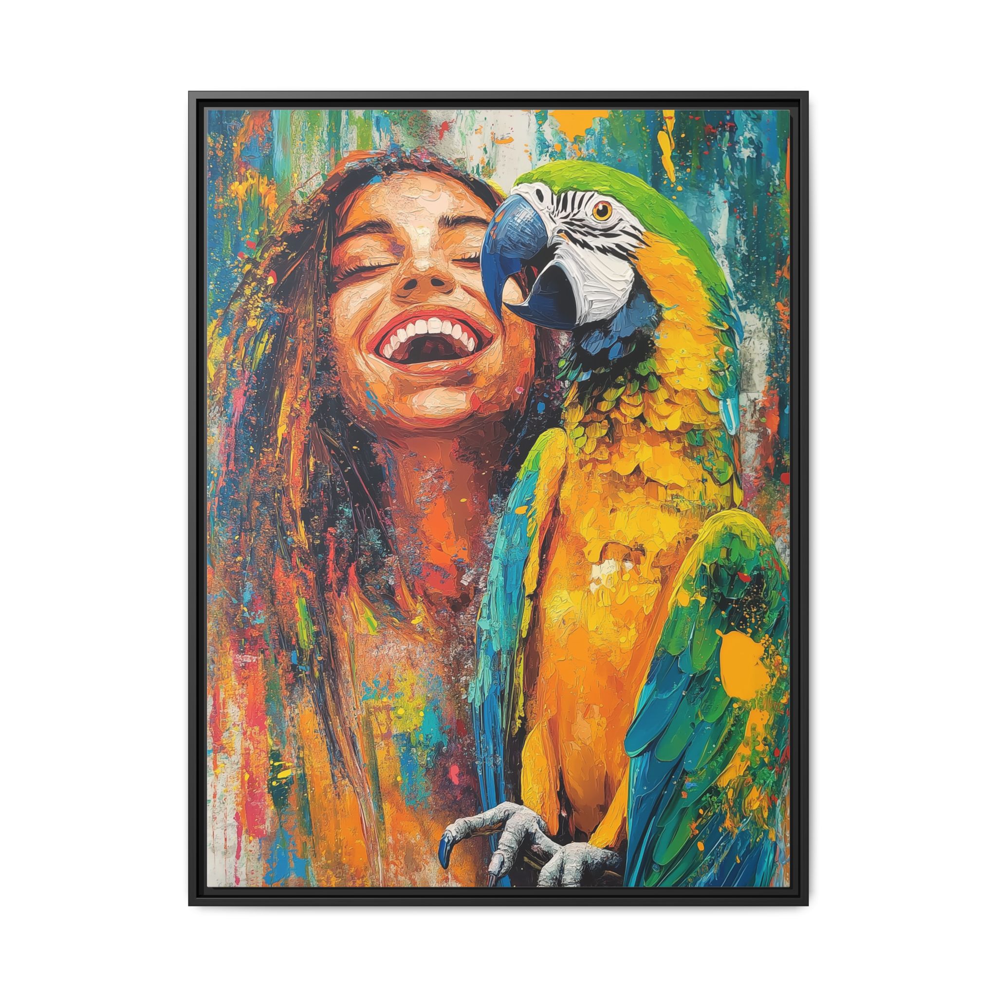 Girl and Parrot In Orange
